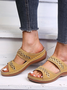 Neu Große Größen Pantoletten, Retro Patchwork, Rutschfest Rund Keilabsatz, Bequem Flach Pantolette für Damen