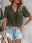 Damen Polka Dots Kurzarm Bluse Sommer V-Ausschnitt Täglich Lässig Oberteile