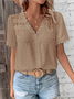 Damen Polka Dots Kurzarm Bluse Sommer V-Ausschnitt Täglich Lässig Oberteile