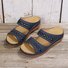 Neu Große Größen Pantoletten, Retro Patchwork, Rutschfest Rund Keilabsatz, Bequem Flach Pantolette für Damen