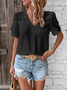 Damen Polka Dots Kurzarm Bluse Sommer V-Ausschnitt Täglich Lässig Oberteile