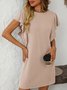 Damen Gestreift Kurzarm Sommer Print Kleid Rundhals Täglich Lässig Mini T-Shirt-Kleid H-Linie Kleid