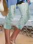 Damen Geblümt Caprihosen Elastische Taille Hose Lässig Sommer Hose
