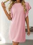 Damen Gestreift Kurzarm Sommer Print Kleid Rundhals Täglich Lässig Mini T-Shirt-Kleid H-Linie Kleid