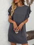 Damen Gestreift Kurzarm Sommer Print Kleid Rundhals Täglich Lässig Mini T-Shirt-Kleid H-Linie Kleid