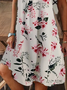 Damen Geblümt Kurzarm Sommer Print Kleid V-Ausschnitt Täglich Lässig Knielänge T-Shirt-Kleid H-Linie Kleid