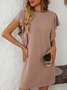 Damen Gestreift Kurzarm Sommer Print Kleid Rundhals Täglich Lässig Mini T-Shirt-Kleid H-Linie Kleid