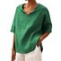 Damen Unifarben Halbarm Bluse Sommer V-Ausschnitt Täglich Lässig Oberteile