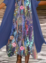 Damen Geblümt Print Zweiteiliges Set Täglich Dreiviertelärmel Lässig Frühling/Herbst Kleid mit Mantel Matching Set