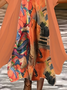 Damen Abstrakt Print Zweiteiliges Set Täglich Dreiviertelärmel Lässig Frühling/Herbst Kleid mit Mantel Matching Set