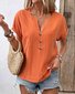 Damen Unifarben Kurzarm T-Shirts T-Shirt V-Ausschnitt Lässig Sommer Oberteile