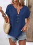 Damen Unifarben Kurzarm T-Shirts T-Shirt V-Ausschnitt Lässig Sommer Oberteile