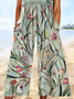 Damen Geblümt V-Ausschnitt Halbarm Lässig Sommer Jumpsuit