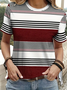 Damen Gestreift Kurzarm T-Shirts T-Shirt Rundhals Print Lässig Sommer T-Shirt mit Grafik Oberteile