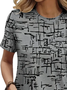 Damen Abstrakt Kurzarm T-Shirts T-Shirt Rundhals Print Lässig Sommer T-Shirt mit Grafik Oberteile