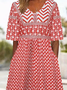 Damen Geometrisch V-Ausschnitt Halbarm Lässig Sommer Jumpsuit