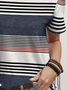 Damen Gestreift Kurzarm T-Shirts T-Shirt Rundhals Print Lässig Sommer T-Shirt mit Grafik Oberteile
