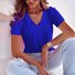 Damen Unifarben Kurzarm T-Shirts T-Shirt V-Ausschnitt Lässig Sommer Oberteile