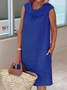 Damen Unifarben Ärmellos Sommer Kleid Schalkragen Täglich Lässig Maxikleid Passen & Flare Kleid A-Linien-Kleid