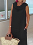Damen Unifarben Ärmellos Sommer Kleid Schalkragen Täglich Lässig Maxikleid Passen & Flare Kleid A-Linien-Kleid