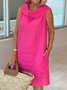 Damen Unifarben Ärmellos Sommer Kleid Schalkragen Täglich Lässig Maxikleid Passen & Flare Kleid A-Linien-Kleid