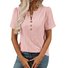 Damen Unifarben Kurzarm T-Shirts T-Shirt V-Ausschnitt Lässig Sommer Oberteile