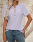 Damen Unifarben Kurzarm T-Shirts T-Shirt V-Ausschnitt Lässig Sommer Oberteile