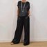 Damen Unifarben Zweiteiliges Set Täglich Halbarm Lässig Sommer Bluse mit Hose Matching Set