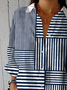 Damen Gestreift Dreiviertelärmel Bluse Frühling/Herbst Print Hemdkragen Täglich Lässig Oberteile