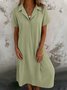 Damen Unifarben Kurzarm Sommer Kleid Hemdkragen Täglich Lässig Maxikleid A-Linien-Kleid