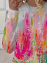 Damen Geblümt Langarm T-Shirts T-Shirt Rundhals Print Lässig Frühling/Herbst T-Shirt mit Grafik Oberteile