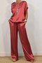 Damen Unifarben Zweiteiliges Set Täglich Halbarm Lässig Sommer Bluse mit Hose Matching Set