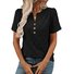 Damen Unifarben Kurzarm T-Shirts T-Shirt V-Ausschnitt Lässig Sommer Oberteile