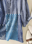 Damen Gestreift Kurzarm Bluse Sommer Print Schalkragen Täglich Lässig Oberteile