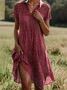 Damen Polka Dots Kurzarm Sommer Print Kleid Schalkragen Täglich Lässig Knielänge A-Linien-Kleid