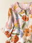 Damen Geblümt Kurzarm Bluse Sommer Print Schalkragen Täglich Lässig Oberteile