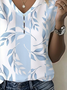 Damen Geblümt Kurzarm T-Shirts T-Shirt V-Ausschnitt Print Lässig Sommer T-Shirt mit Grafik Oberteile