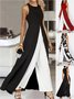Damen Geometrisch Rundhals Ärmellos Lässig Sommer Jumpsuit