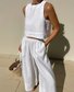 Damen Unifarben Zweiteiliges Set Täglich Ärmellos Lässig Sommer Bluse mit Hose Matching Set