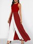 Damen Geometrisch Rundhals Ärmellos Lässig Sommer Jumpsuit