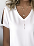 Damen Unifarben Kurzarm T-Shirts T-Shirt V-Ausschnitt Print Lässig Sommer Oberteile