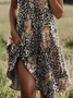 Damen Geblümt Kurzarm Sommer Print Kleid Schalkragen Täglich Lässig Knielänge A-Linien-Kleid