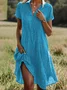 Damen Polka Dots Kurzarm Sommer Print Kleid Schalkragen Täglich Lässig Knielänge A-Linien-Kleid