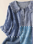 Damen Gestreift Kurzarm Bluse Sommer Print Schalkragen Täglich Lässig Oberteile