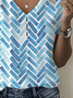 Damen Geometrisch Kurzarm T-Shirts T-Shirt V-Ausschnitt Print Lässig Sommer T-Shirt mit Grafik Oberteile