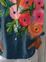 Damen Geblümt Dreiviertelärmel Bluse Frühling/Herbst Print Hemdkragen Täglich Lässig Oberteile