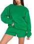 Damen Unifarben Zweiteiliges Set Täglich Langarm Lässig Frühling/Herbst Bluse mit Hose Matching Set