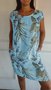 Damen Blätter Ärmellos Sommer Taschennähen Kleid Rundhals Täglich Lässig Mini Passen & Flare Kleid A-Linien-Kleid