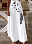Damen Vogel Ärmellos Sommer Print Kleid V-Ausschnitt Täglich Lässig Maxikleid Unterhose Kleid X-Linie Kleid