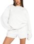 Damen Unifarben Zweiteiliges Set Täglich Langarm Lässig Frühling/Herbst Bluse mit Hose Matching Set